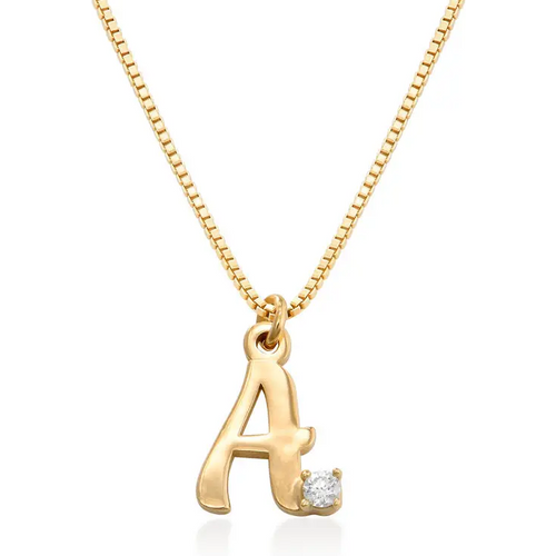 Gold Vermeil Lab Grown Diamond Personalized Initial Necklace for Women