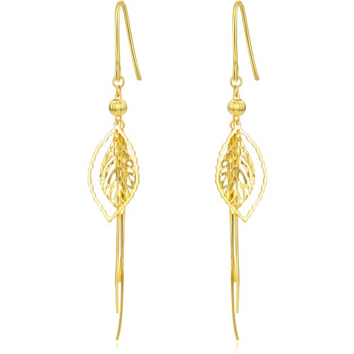 18K Gold Leaves Drop Earrings