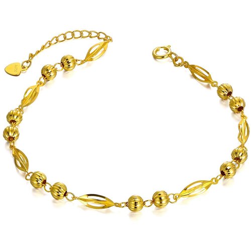 18K Gold Leaves Metal Beads Bracelet