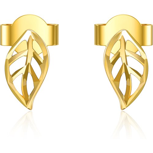 18K Gold Leaves Stud Earrings