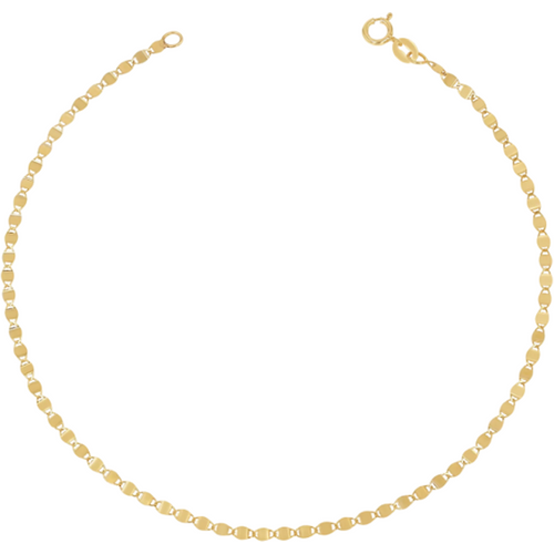 Sterling Silver with Yellow Gold Plated Mirror Chain Anklet 2mm