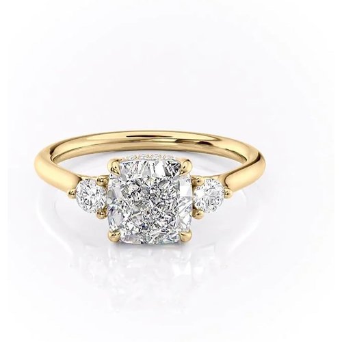 Sterling Silver with Yellow Gold Plated Round Moissanite Engagement Ring