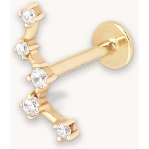 Sterling Silver with Yellow Gold Plated Moissanite Helix Piercing