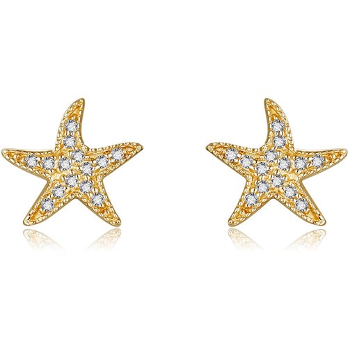 14K Gold Moissanite Starfish Stud Earrings