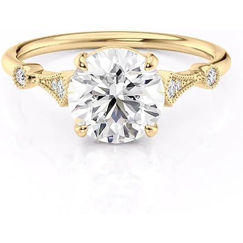 Sterling Silver with Yellow Gold Plated Moissanite Wedding Ring