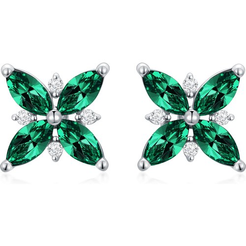 14K Gold Cubic Zirconia Orchid Stud Earrings