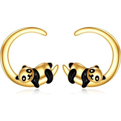 14K Gold Panda Stud Earrings