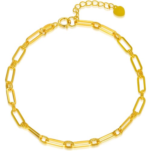 18K Gold Paper Clip Single Chain Anklet