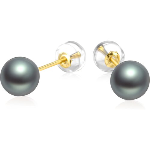 18K Gold Pearl Bead Stud Earrings