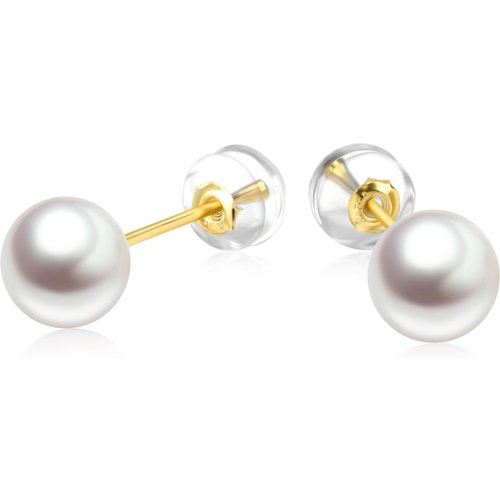 18K Gold Pearl Stud Earrings