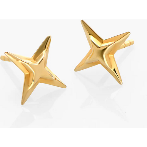 Gold Vermeil Pentagram Stud Earrings for Women
