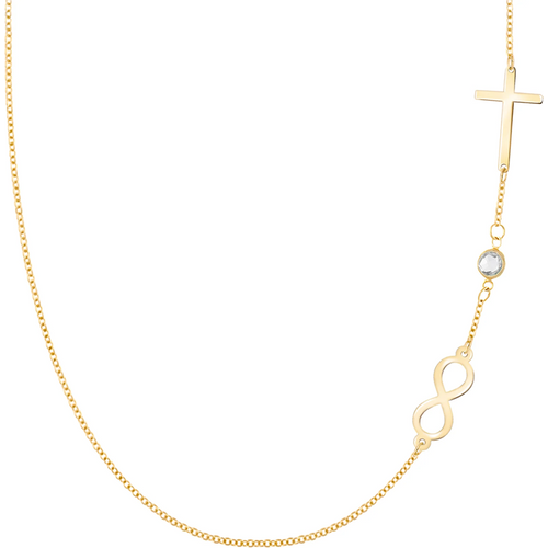 Gold Vermeil Personalized Birthstone Cross & Infinity Symbol Necklace for Women