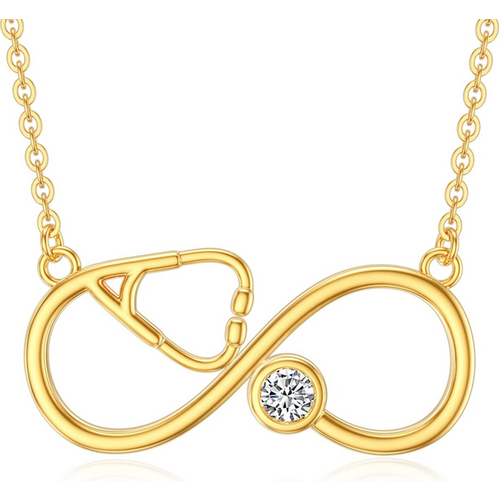 Gold Vermeil Personalized Birthstone Electrocardiogram Infinity Symbol Necklace for Women
