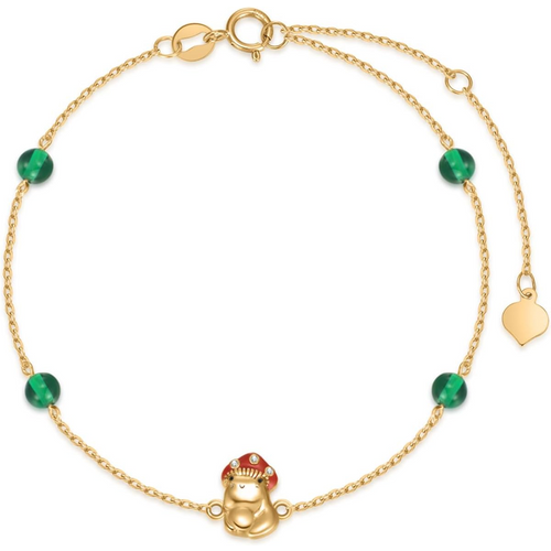Gold Vemeil Personalized Birthstone Mushroom Charm Bracelet for Women