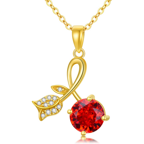 Gold Vermeil Personalized Birthstone Rose Necklace for Women