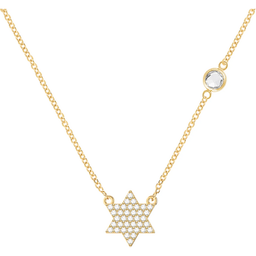 Gold Vermeil Personalized Birthstone Tetragrammaton Pentagram Necklace for Women