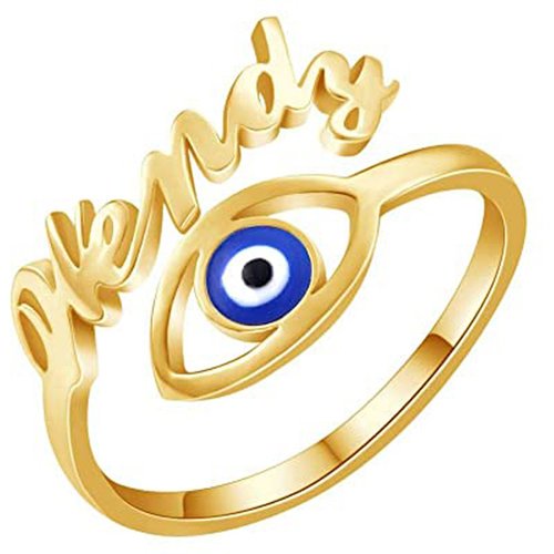 10K Gold Personalized Classic Name & Evil Eye Ring