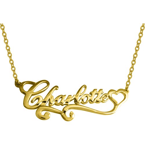 10K Gold Personalized Classic Name & Heart Pendant Necklace