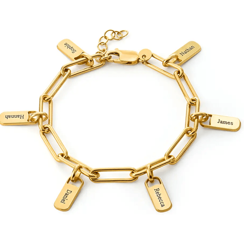 Gold Vermeil Personalized Engraving Charm Bracelet for Women