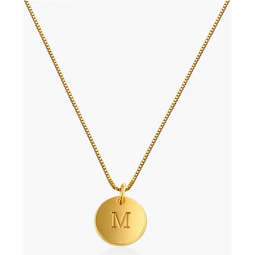 Gold Vermeil Personalized Initial Coin Necklace for Women Men