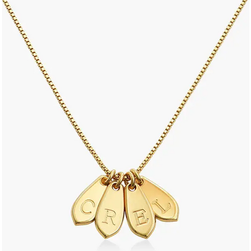 Gold Vermeil Personalized Initial Drop Box Chain Necklace for Women