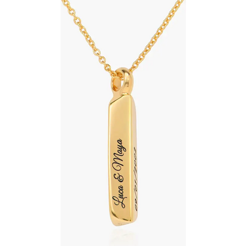 Gold Vermeil Personalized Name Bar Necklace for Women Men