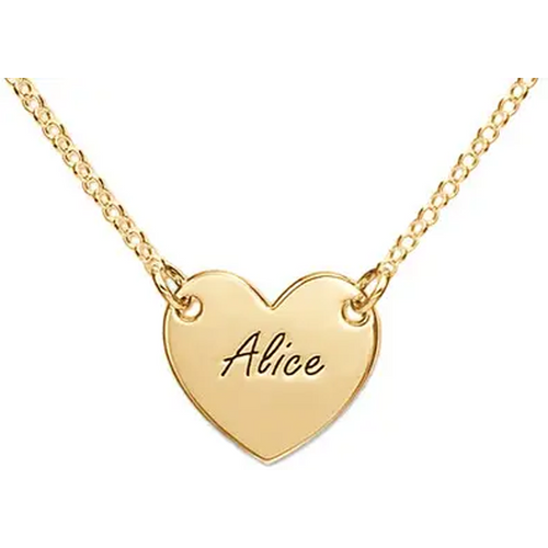Gold Vermeil Personalized Name Heart Necklace for Women Kids