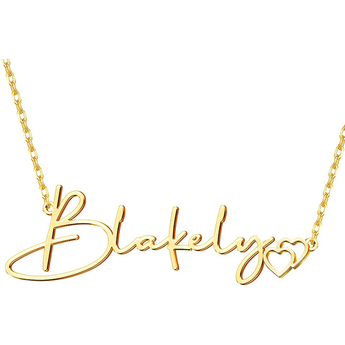 Gold Vermeil Personalized Name & Heart Necklace for Women