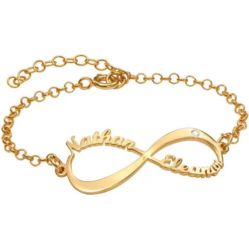 Gold Vermeil Personalized Name & Infinity Symbol Bracelet for Women