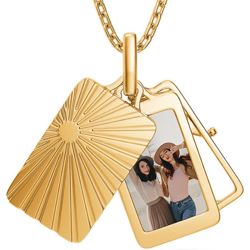Gold Vermeil Personalized Photo Bar Necklace for Women