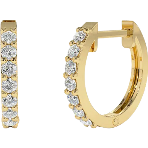10K Gold Petite Natrual Diamond Hoop Earrings