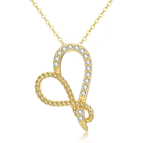 Gold Vermeil Cubic Zirconia Rope Heart Necklace for Women