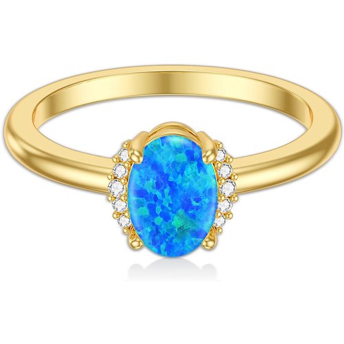 10K Gold Round Shaped & Oval Shaped Diamond & Opal Custom Oval Shaped Wedding Ring 3EX IGI Certified