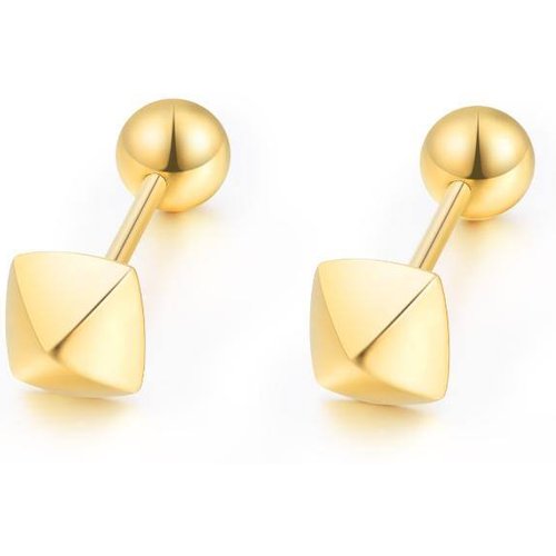 18K Gold Square Stud Earrings