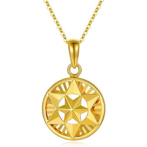 18K Gold Star Coin Pendant Necklace