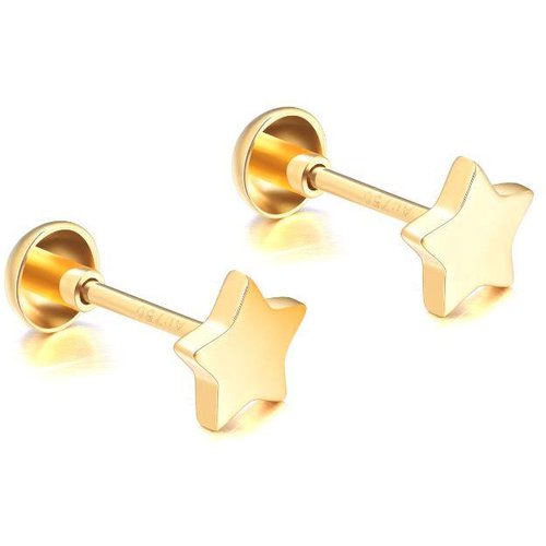 18K Gold Star Stud Earrings