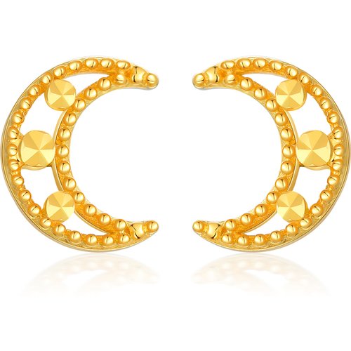 18K Gold Moon Stud Earrings