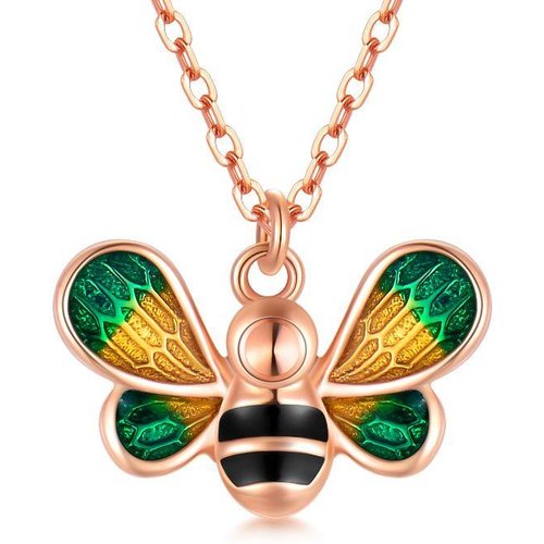 18K Rose Gold Bees Pendant Necklace