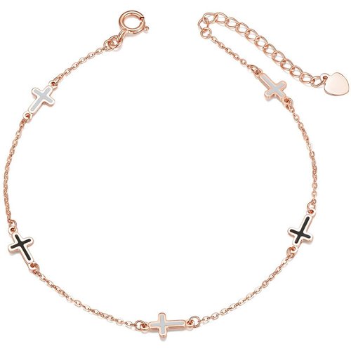 18K Rose Gold Cross Charm Bracelet