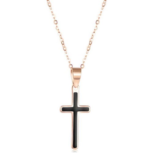 18K Rose Gold Cross Pendant Necklace