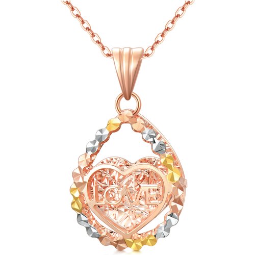 18K Rose Gold Diamond Heart Pendant Necklace