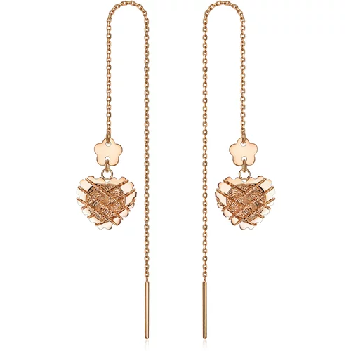 18K Rose Gold Heart Drop Earrings