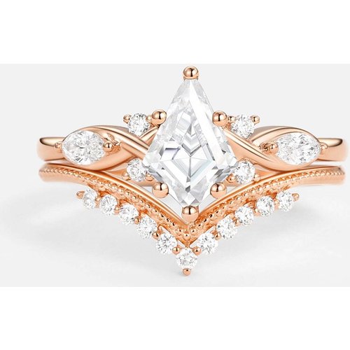 10K Rose Gold Kite Cut Infinity Symbol Moissanite Ring