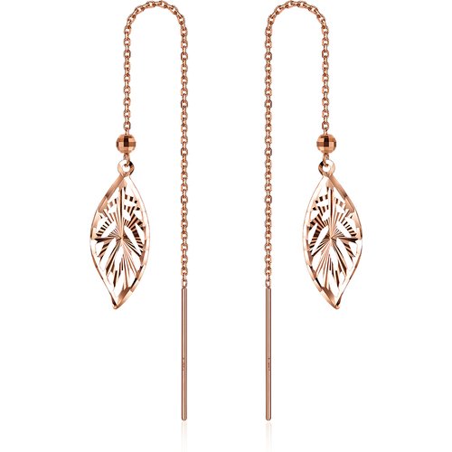 18K Rose Gold Leaves Drop Earrings