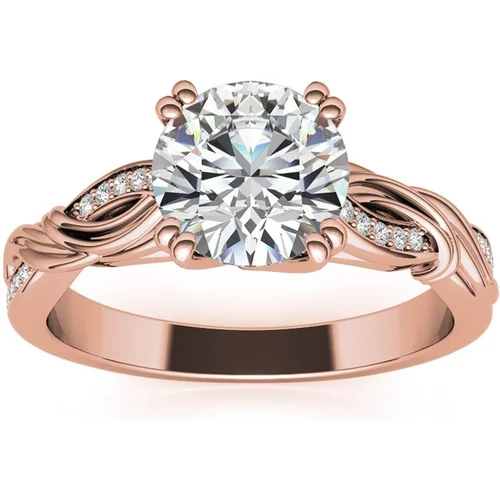 Sterling Silver with Rose Gold Plated Moissanite Couple Engagement Ring