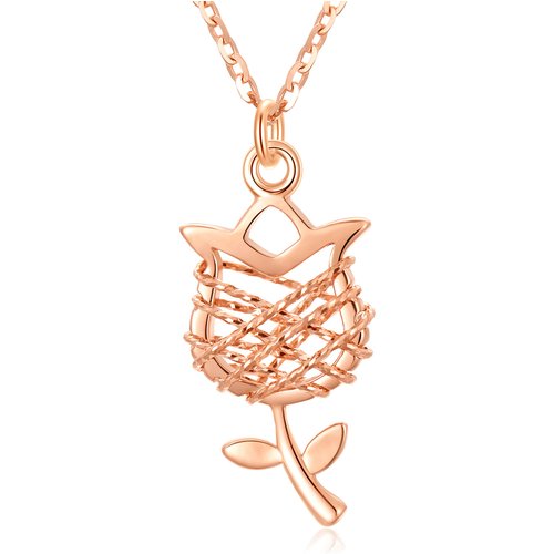 18K Rose Gold Rose Pendant Necklace For Women