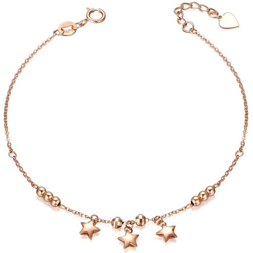 18K Rose Gold Stars Charm Bracelet