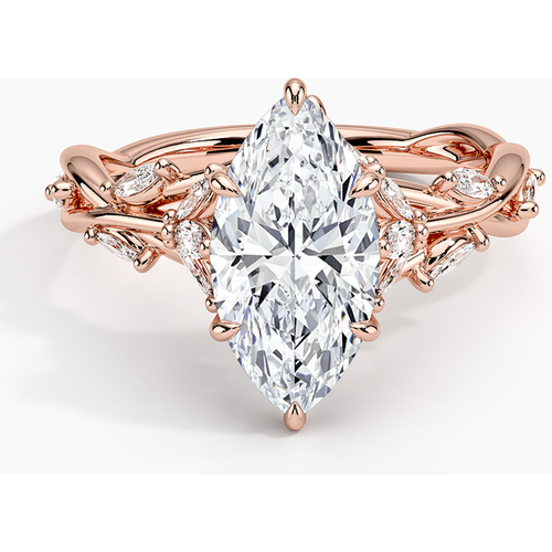 10K Rose Gold 1 to 3.5 CT.T.W. Marquise Cut Lab Created Diamond Leaves Engagement Band IGI Certified