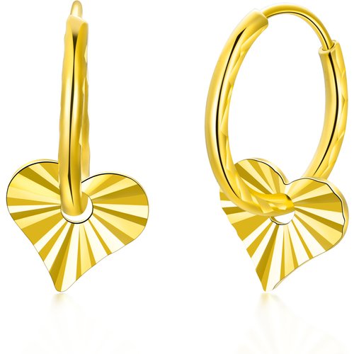 18K Gold Heart Hoop Earrings
