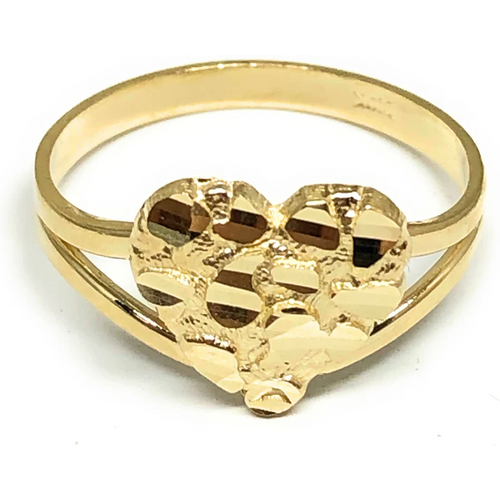 10K Solid Gold Heart Classic Nugget Signet Band